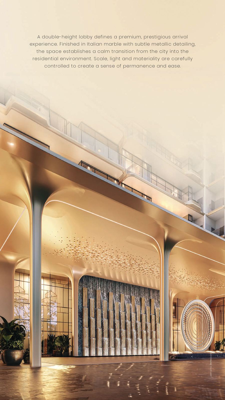 Double-height arrival lobby at Smart World Suites