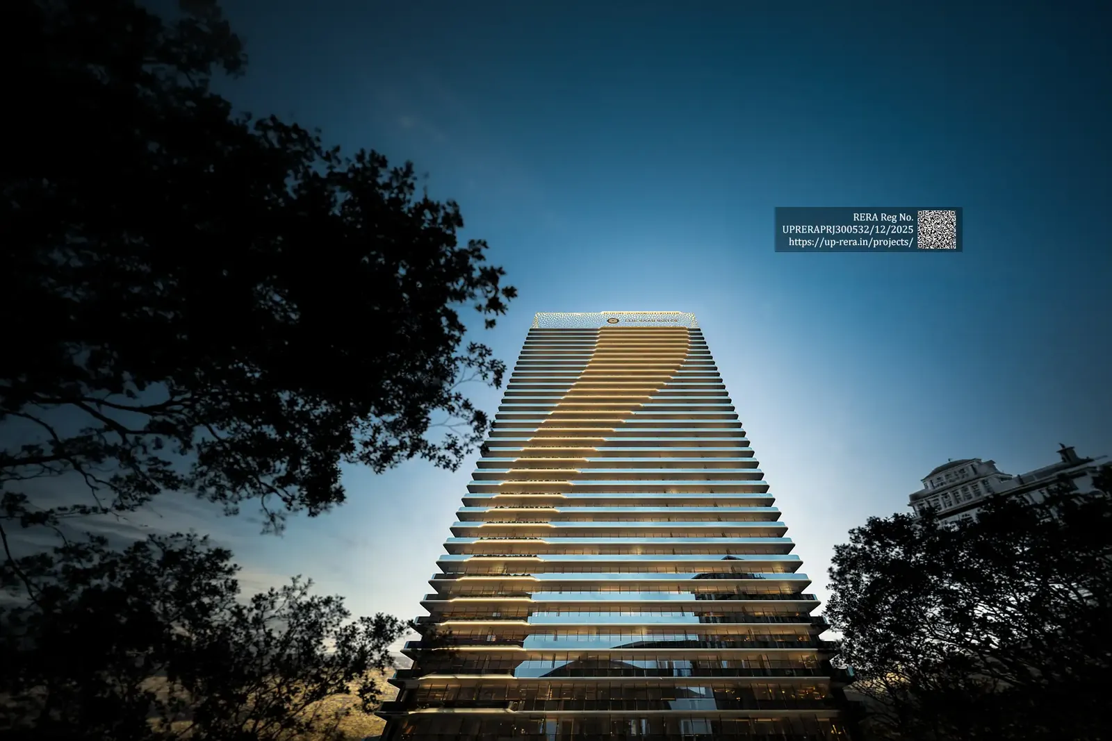 Smart World Suites tower at dusk